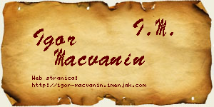Igor Mačvanin vizit kartica